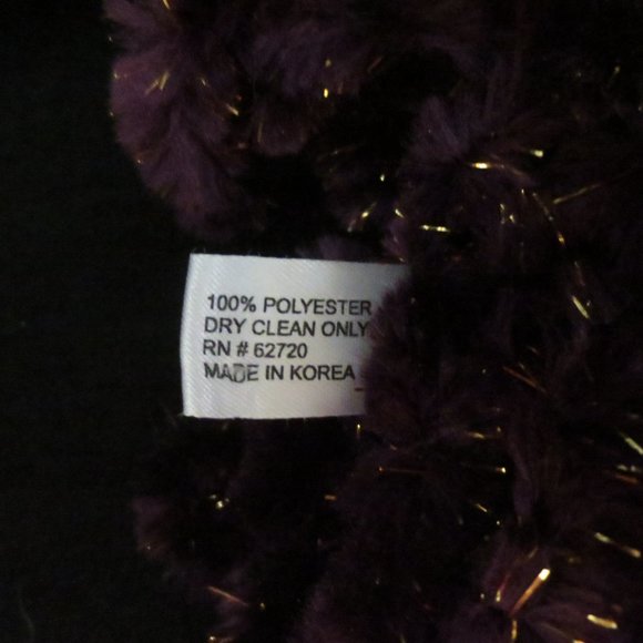 Accessory Street Boa Scarf Purple Gold Chenille Loop Vintage Soft Fluffy Chunky - Picture 4 of 7